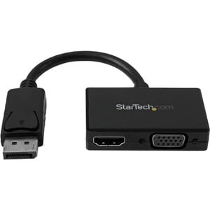 StarTech.com Travel A/V Adapter: 2-in-1 DisplayPort to HDMI or VGA - 1 x 20-pin DisplayPort 1.2 Digital Audio/Video - Male