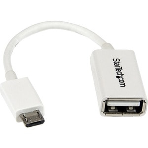 StarTech.com 5in White Micro USB to USB OTG Host Adapter M/F - 1 x 4-pin USB 2.0 Type A - Female - 1 x 5-pin Micro USB 2.0