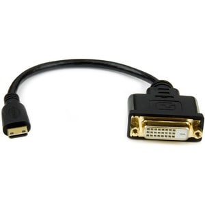 StarTech.com 8 in (20cm) Mini HDMI to DVI Cable, DVI-D to HDMI Cable (1920x1200p), HDMI Mini Male to DVI-D Female Display 