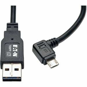 Eaton Tripp Lite Series Dedicated Reversible USB Charging Cable (Reversible A to Right-Angle 5-Pin Micro B) Black, 3 ft. (