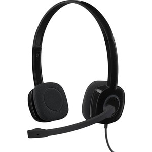 Logitech H151 Stereo Headset with Rotating Boom Mic (Black) - Stereo - 3.5MM AUDIO JACK CONNECTION - Wired - In-Line Contr