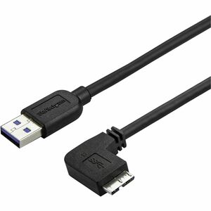 StarTech.com 2m 6 ft Slim Micro USB 3.0 (5Gbps) Cable - M/M - USB 3.0 A to Right-Angle Micro USB - USB 3.2 Gen 1 - Positio