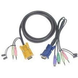 ATEN 5 m KVM Cable - First End: 1 x 15-pin HD-15 Male VGA, First End: 1 x 6-pin Mini-DIN (PS/2) Male Keyboard, First End: 