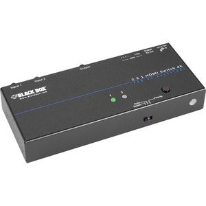 Black Box 4K HDMI Switch - 2 x 1 - 3840 × 2160 - 4K - 2 x 1 - Display, Blu-ray Disc Player - 1 x HDMI Out