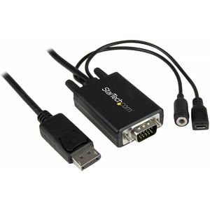 StarTech.com 6 ft 2m DisplayPort to VGA Adapter Cable with Audio - DP to VGA Converter - 1920x1200 - Cable for Monitor, Sp