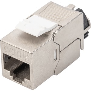 Digitus CAT 6A Keystone Modul, geschirmt mit intelligentem Kabelmanager. Produktfarbe: Silber, Anschluss 1: Rj-45. Gewicht