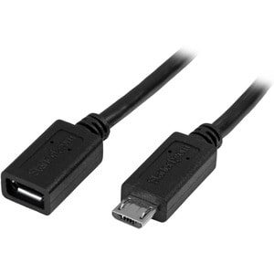 StarTech.com 0.5m 20in Micro-USB Extension Cable - M/F - Micro USB Male to Micro USB Female Cable - Cable for Tablet, Phon