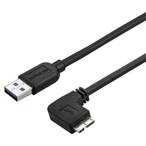 StarTech.com 0.5m 20in Slim Micro USB 3.0 (5Gbps) Cable - M/M - USB 3.0 A to Right-Angle Micro USB - USB 3.2 Gen 1 - Posit
