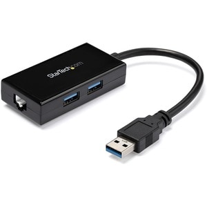 StarTech.com 2 Port USB 3.0 Hub with Ethernet - USB 3.0 x 2 - Gigabit Ethernet Network Adapter for Windows / Mac / Chrome 