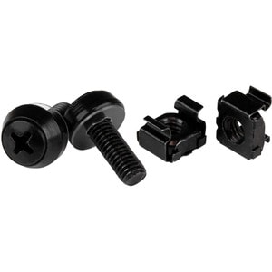 StarTech.com Paquet de 100 vis et écrous cages M6 x 12 mm - Noir - Vis étagère, Écrou cage - 12 mm - Carré - Carré - Acier - Noir - 100 / Paquet