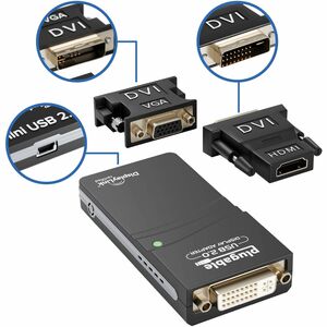 Plugable USB 2.0 to DVI, VGA, or HDMI Multi-Monitor External Video Graphics Card Adapter up to 1920x1080 - Supports Window