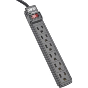 Tripp Lite Power Strip 6 Outlet NEMA 5-15R AC 6 ' Cord 5-15P Black Housing - NEMA 5-15P - 6 x NEMA 5-15R - 6 ft Cord - 15 