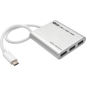 Tripp Lite by Eaton 4-Port USB-C Hub, USB 3.x (5Gbps), 4x USB-A Ports, USB Micro-B Power Input, Silver - USB Type C - Exte