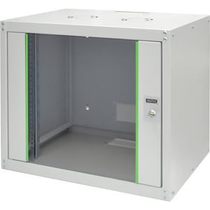 Digitus SoHo 16U Wall Mountable Rack Cabinet - 482.60 mm Rack Width - Light Grey - Steel, Glass