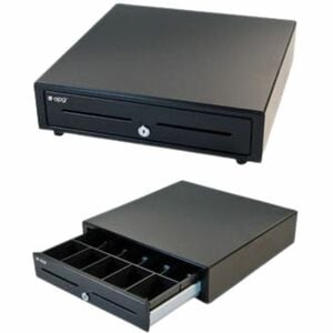 APG Cash Drawer Vasario 1616 Cash Drawer: VB554A-BL1616 - 5 Bill x 5 Coin Till - Dual Media Slot, Painted Front - Black - 