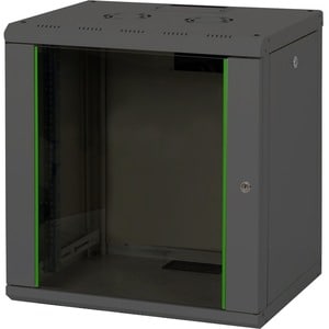 DIGITUS Professional 12U Wall Mountable Rack Cabinet for LAN Switch, Patch Panel - 482.60 mm Rack Width - Black - Steel, G