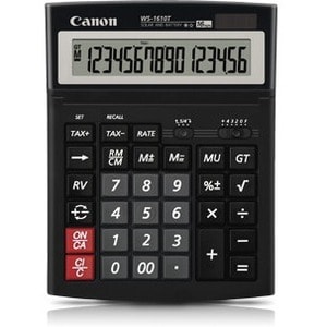 Canon WS-1610T Simple Calculator - Adjustable Display, Dual Power, Lightweight, Angled Display, Key Rollover, Sign Change,