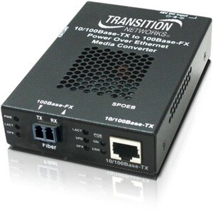 Transition Networks Stand-alone Fast Ethernet PoE Media Converter - Network (RJ-45) - 1x PoE (RJ-45) Ports - 1 x ST Ports 