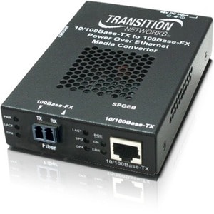 Transition Networks Stand-alone Fast Ethernet PoE Media Converter - Network (RJ-45) - 1x PoE (RJ-45) Ports - 1 x SC Ports 