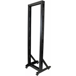 StarTech.com 2-Post 42U Mobile Open Frame Server Rack, Two Post 19in Network Rack with Casters, Rolling Open Rack for AV/D