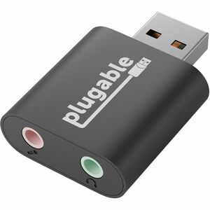 Plugable USB Audio Adapter with 3.5mm Speaker-Headphone and Microphone Jack, Add an External Stereo Sound Card to Any PC -