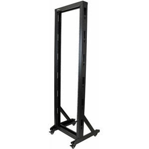 StarTech.com 2-Post Server Rack with Sturdy Steel Construction and Casters - 42U~ - Steel - 300.22 kg Maximum Weight Capac