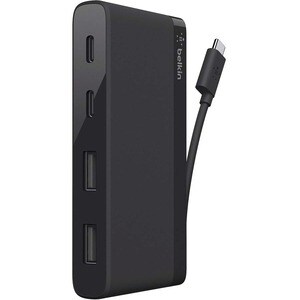 Belkin USB-Hub - USB-Typ C - 640 MB/s - Notebook, Tastatur, Maus, Flash-Laufwerk, Festplatte, Drucker - Extern - Schwarz -