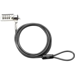 HP Cable Lock For Notebook - 1.83 m Cable - Combination Lock - Black - Galvanized Steel - For Notebook