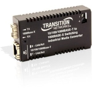 Transition Networks Hardened Mini 10/100/1000 Bridging Media Converter - 1 x Network (RJ-45) - Gigabit Ethernet - 10/100/1