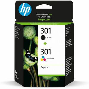 HP Conjunto Duplo de Tinteiros Originais 301 Preto/Tricolor. Tipo de cor de tinta: Tinta baseada em corante, Tipo de cartu