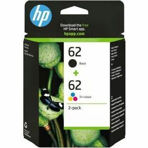 HP 62 Original Inkjet Ink Cartridge/Paper Kit - Black, Cyan, Magenta, Yellow - 2 Pack - 165 Pages Tri-color, 200 Pages Black
