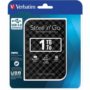 Verbatim Store 'n' Go 1 TB Portable Hard Drive - 2.5" External - Black - Notebook, Desktop PC Device Supported - USB 3.0 -