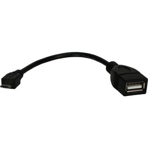 QVS 6 Inches Micro-USB Male to USB-A Female OTG Adaptor for Smartphone or Tablet - 6" Micro-USB/USB Data Transfer Cable fo