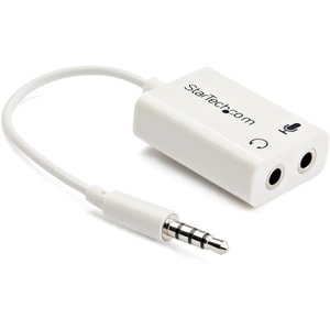 StarTech.com 3.5mm 4 Position to 2x 3 Position 3.5mm Headset Splitter Adapter M/F - White - Cable for Audio Device, Speake