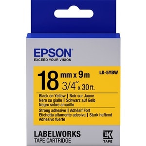 Epson LabelWorks LK-5YBW Label Tape - 18 mm Width - Thermal Transfer - Yellow - 1 Roll