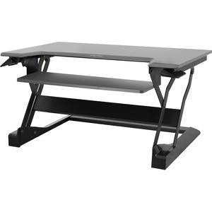 Ergotron WorkFit-TL, Sit-Stand Desktop Workstation - TAA Compliant Version - Dark Gray Rectangle Top - 40 lb Capacity - He