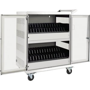 Tripp Lite by Eaton Multi-Device Charging Cart, 32 AC Outlets, Chromebooks and Laptops, Wall-Mount Option, White - 4 Caste
