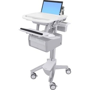 Ergotron StyleView Medical Cart - 2 Drawer - Push/Pull Handle - 9.07 kg Capacity - 4 Casters - Plastic, Aluminium