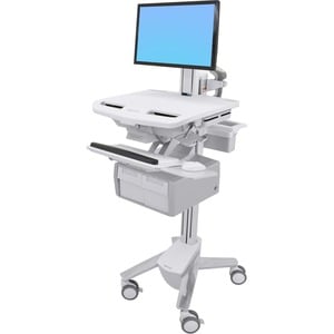 Ergotron StyleView Medical Cart - 2 Drawer - 16.80 kg Capacity - 4 Casters - Plastic, Aluminium - Aluminium