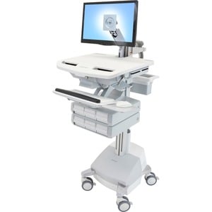 Ergotron StyleView Medical Cart - 1 Drawer - 16.78 kg Capacity - 4 Casters - Aluminium