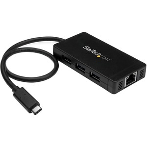 StarTech.com Hub USB 3.0 a 3 porte con USB-C e Ethernet Gigabit - 5Gbps - Include Adattatore di Alimentazione - 3 Total US