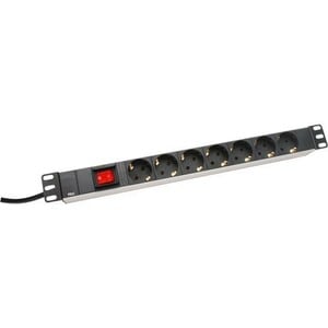 Digitus DN-95402 Power Strip - Schuko - 7 - 2 m Cord - 16 A Current - 250 V AC Voltage - 4 kW - Rack-mountable