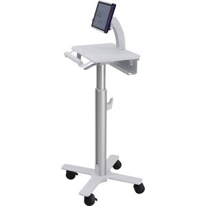 Ergotron StyleView Tablet Cart, SV10 - 11.11 kg Capacity - 4 Casters - 76.20 mm Caster Size - Metal, Steel - White, Aluminium