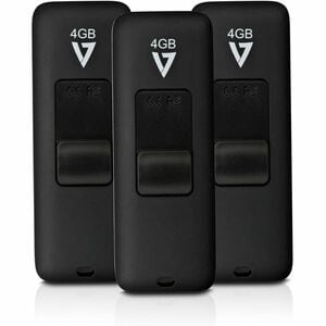 V7 VF24GAR-3PK-3E 4 GB USB 2.0 Flash Drive - Black - 5 Year Warranty - 3 / Pack