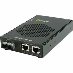 Perle S-1110DPP-M2SC05 Transceiver/Media Converter - 3 Port(s) - 1 x PoE+ (RJ-45) Ports - 2 x SC - 1000Base-SX, 10/100/100