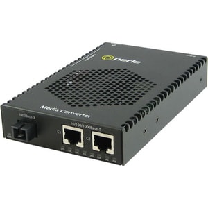 Perle S-1110DPP-S1SC40U Transceiver/Media Converter - 3 Port(s) - 1 x Network (RJ-45) - 2 x SC - 10/100/1000Base-T, 1000Ba