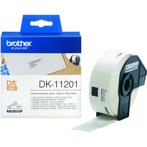 Etiquette d'adresse Brother DK11201 - 29 mm Width x 90 mm Longueur - Rectangle - Blanc - 400 / Rouleau - 400 Total d'étiqu