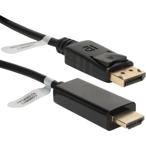 QVS 3ft DisplayPort to HDMI Digital A/V Cable - 3 ft DisplayPort/HDMI A/V Cable for Projector, Monitor, Audio/Video Device