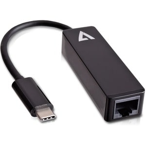 V7 V7UCRJ45-BLK-1E Gigabit Ethernet Card for Computer/Notebook - 10/100/1000Base-T - Desktop - Black - USB Type C - 8 Gbit