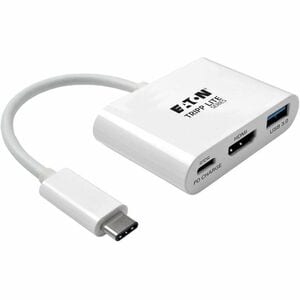 Eaton Tripp Lite Series USB-C to HDMI Adapter with USB 3.x (5Gbps) Hub Port and PD Charging, HDCP, White - 1 x HDMI - PC